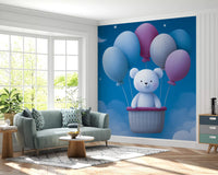 Night Sky Balloon Adventure Wall Mural