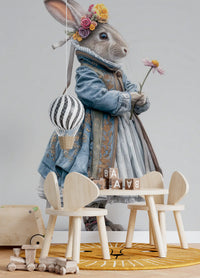 Fashion Rabbit In Vintage Gown Wall Mural