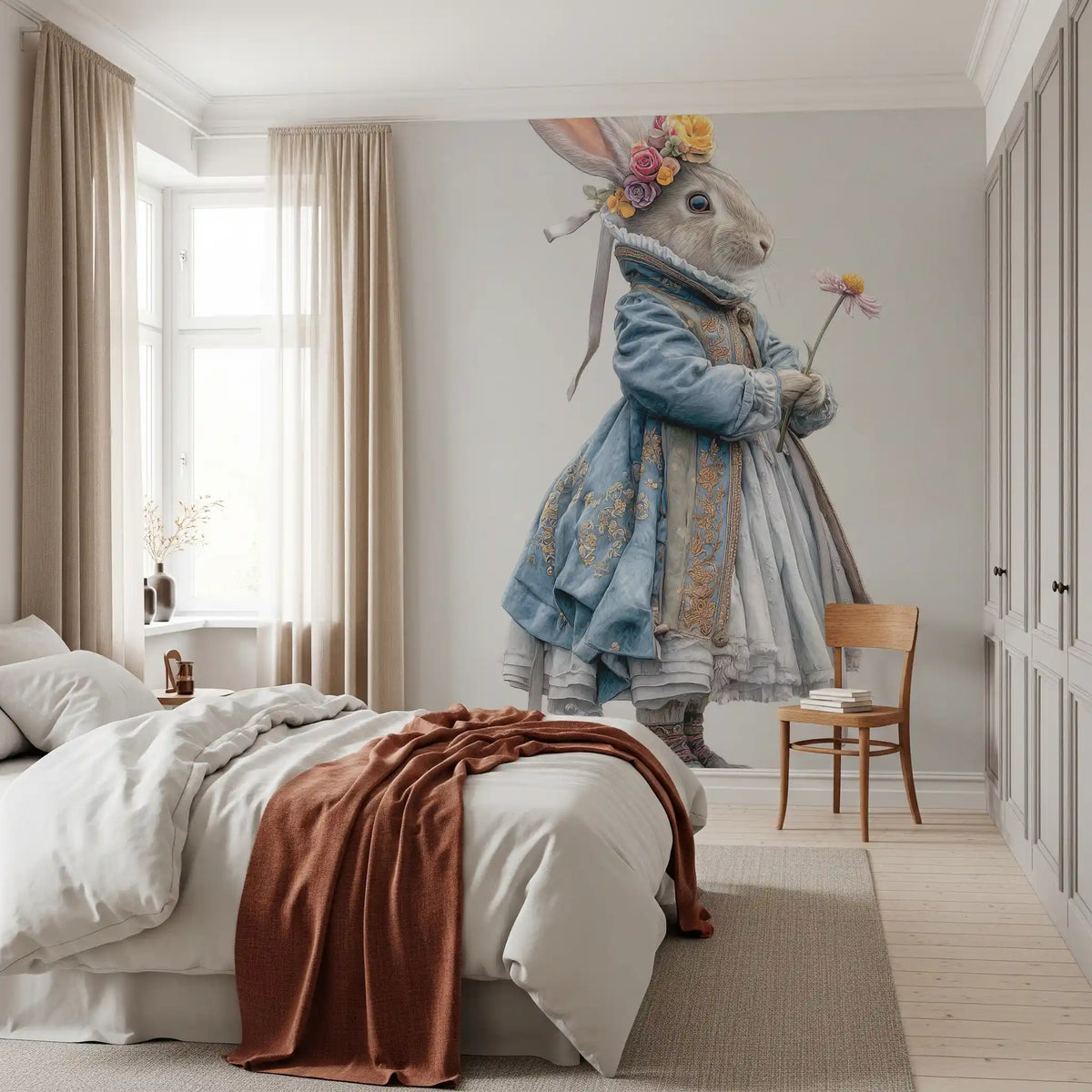 Fashion Rabbit In Vintage Gown Wall Mural