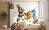 Woodland Bunny Laundry Day Wall Mural
