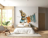Woodland Bunny Laundry Day Wall Mural