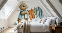 Woodland Bunny Laundry Day Wall Mural