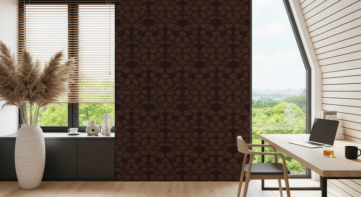 Deep Earthy Floral Motif Wallpaper⁠