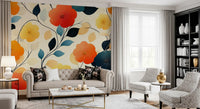 Vibrant Autumn Bloom Floral Art Wall Mural