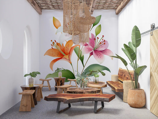 Watercolor Botanical Lily Trio Wall Mural
