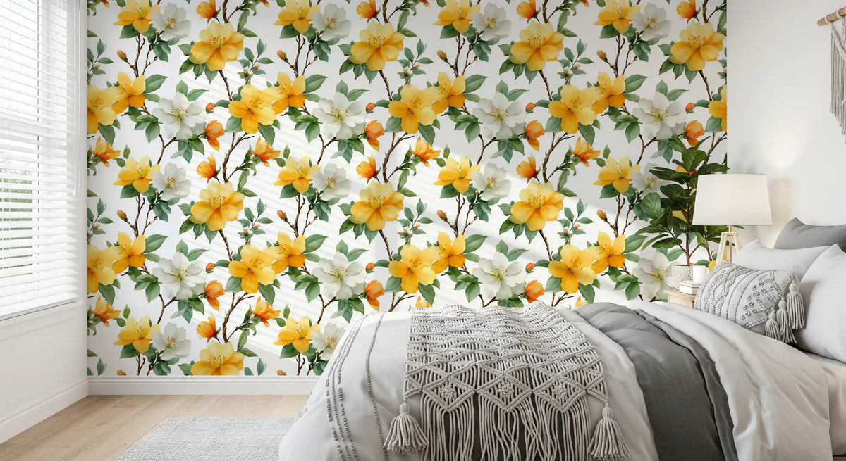 Sun-Kissed Golden Blossom Branches Wallpaper⁠
