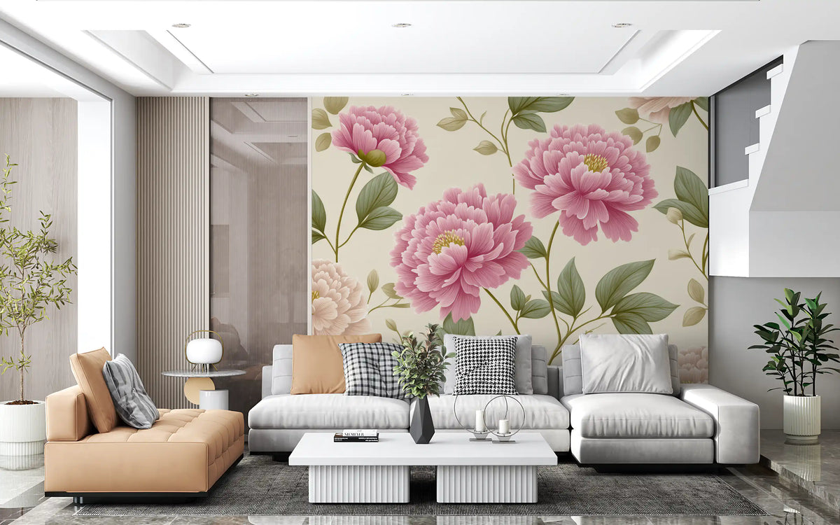 Vintage Blush Peony Garden Mural Wall Mural
