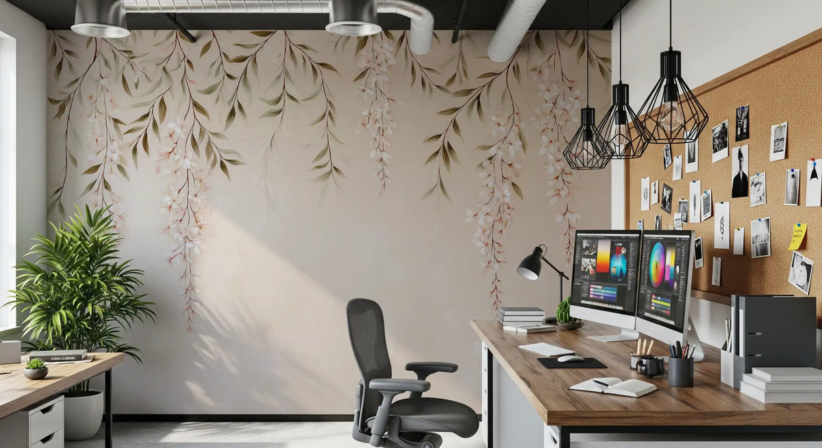 Minimalist Botanical Weeping Boughs Wall Mural