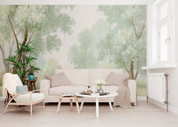 Misty Morning Riverside Forest Wall Mural