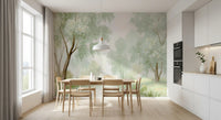 Misty Morning Riverside Forest Wall Mural