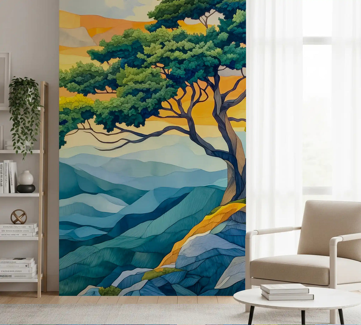 Abstract Horizon Tree Wall Mural