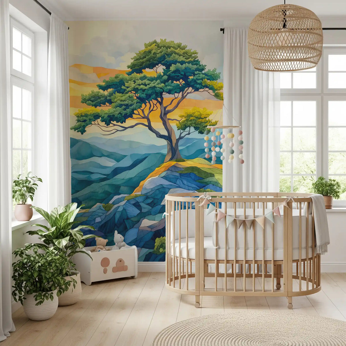 Abstract Horizon Tree Wall Mural