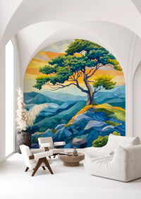 Abstract Horizon Tree Wall Mural