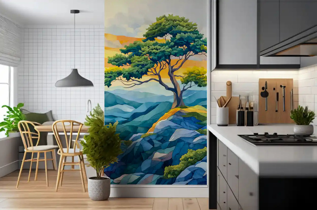 Abstract Horizon Tree Wall Mural