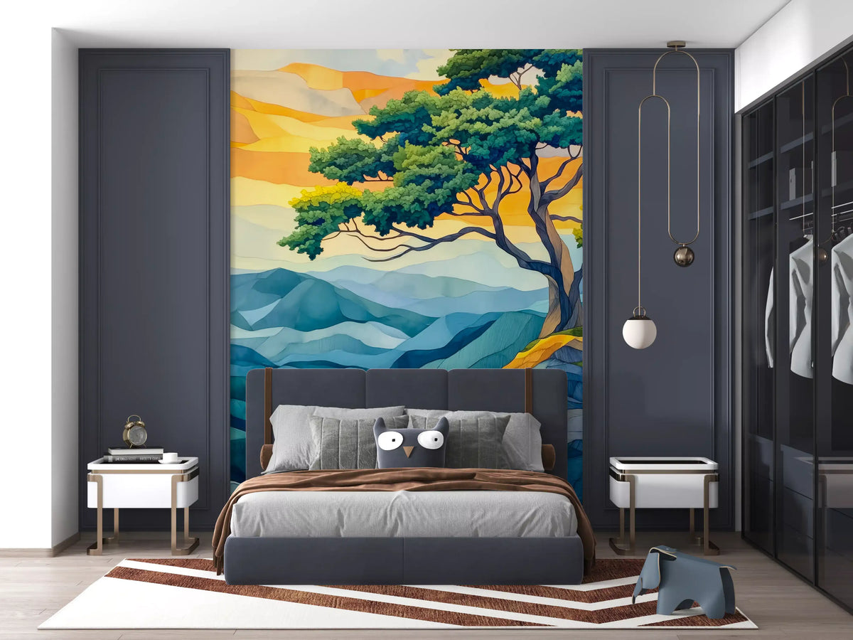 Abstract Horizon Tree Wall Mural