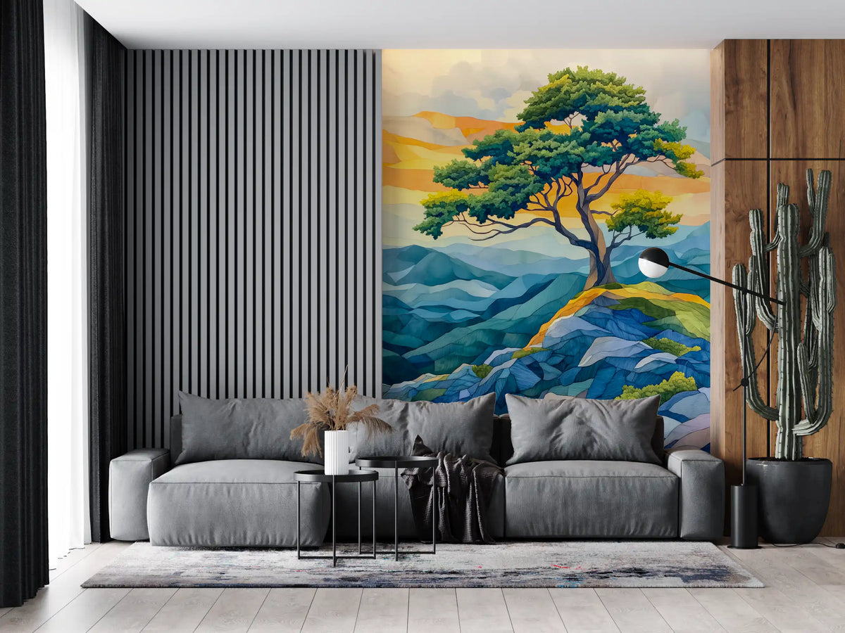 Abstract Horizon Tree Wall Mural