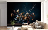 Rustic Autumnal Floral Composition Wall Mural