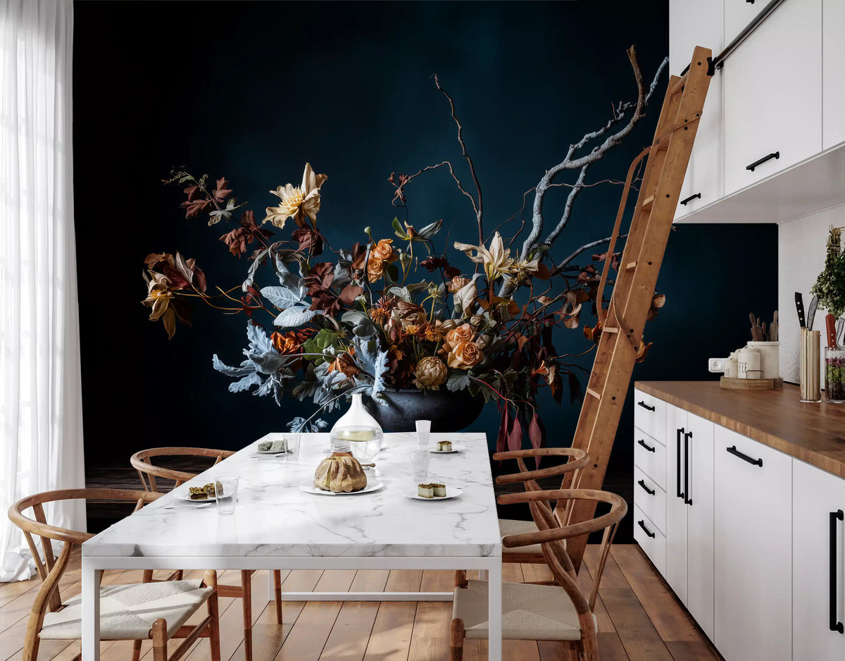 Rustic Autumnal Floral Composition Wall Mural