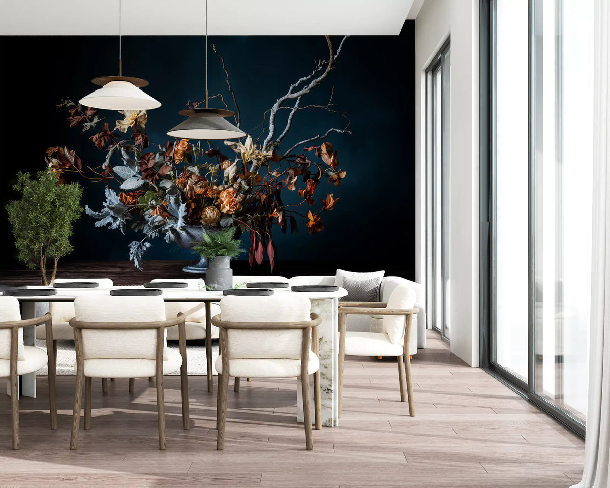 Rustic Autumnal Floral Composition Wall Mural