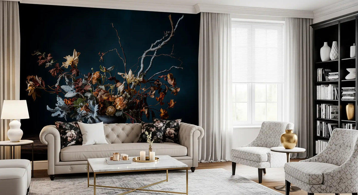 Rustic Autumnal Floral Composition Wall Mural