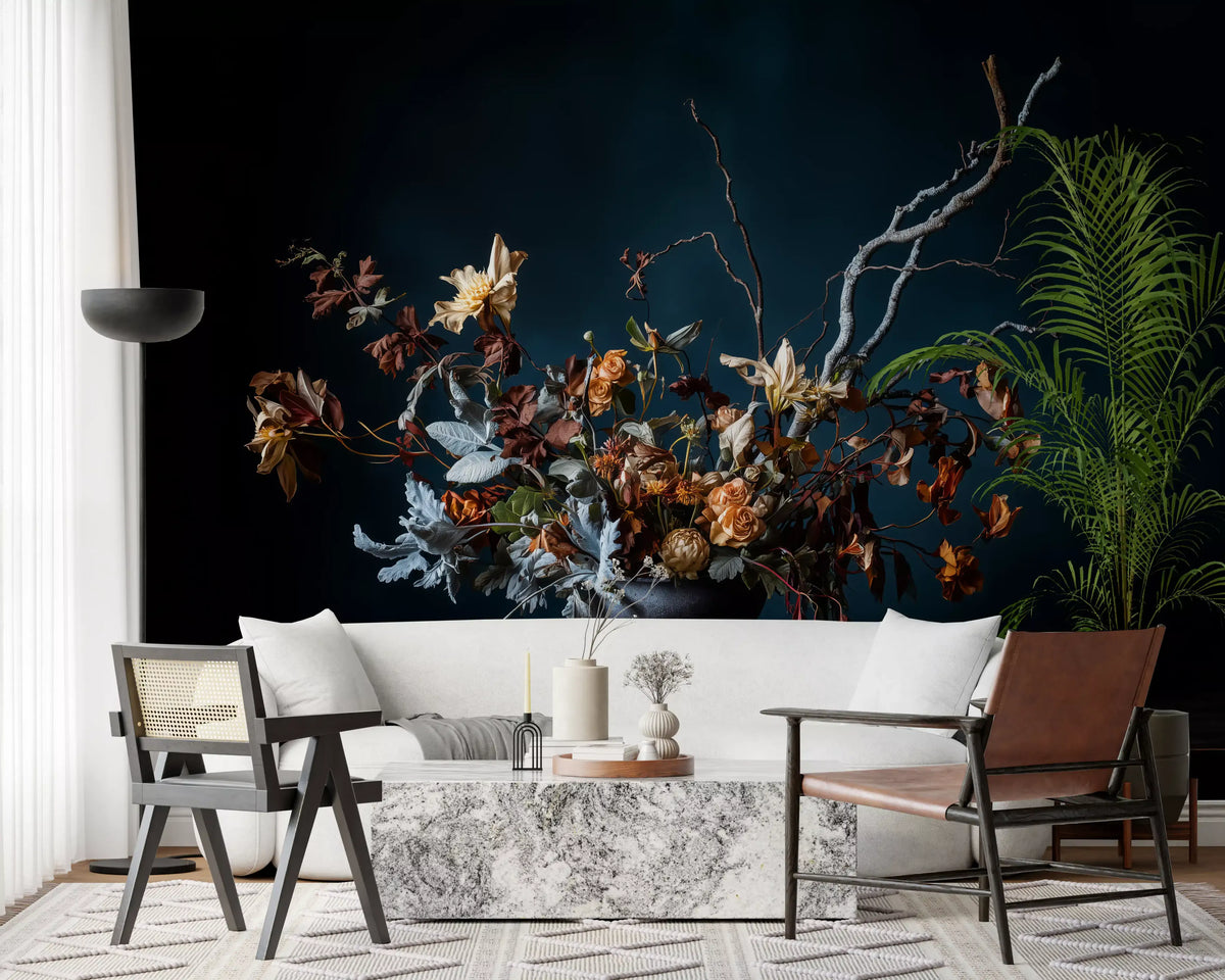 Rustic Autumnal Floral Composition Wall Mural