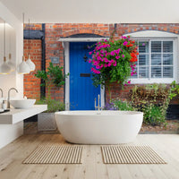 Rustic Floral Cottage Entryway Wall Mural