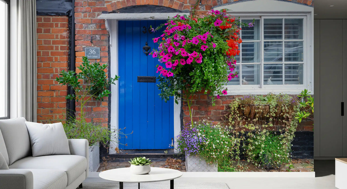 Rustic Floral Cottage Entryway Wall Mural