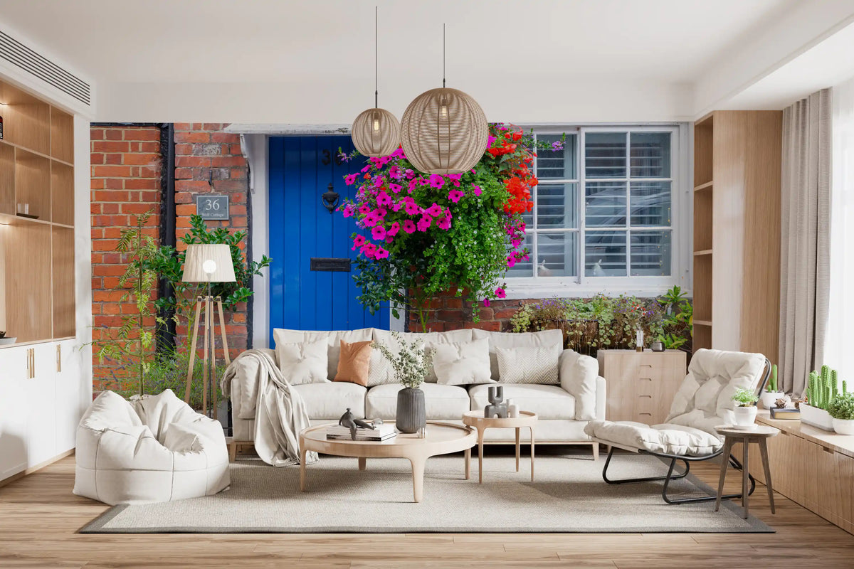 Rustic Floral Cottage Entryway Wall Mural