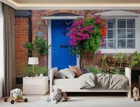 Rustic Floral Cottage Entryway Wall Mural