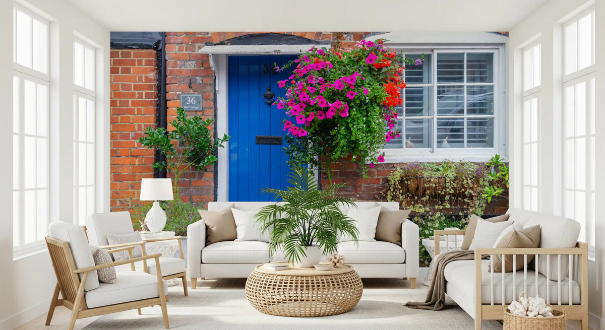 Rustic Floral Cottage Entryway Wall Mural
