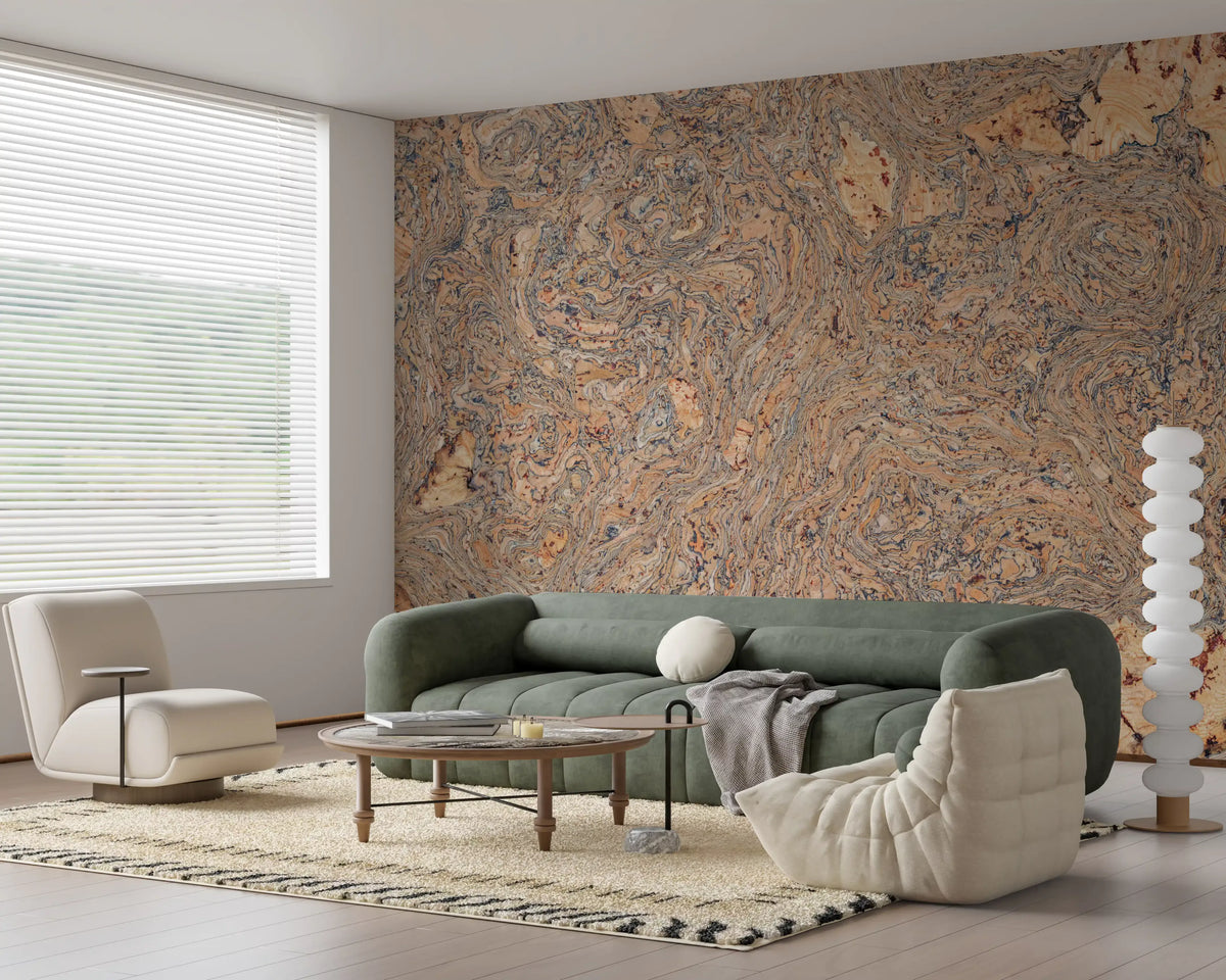 Organic Bark Swirls Wall Mural