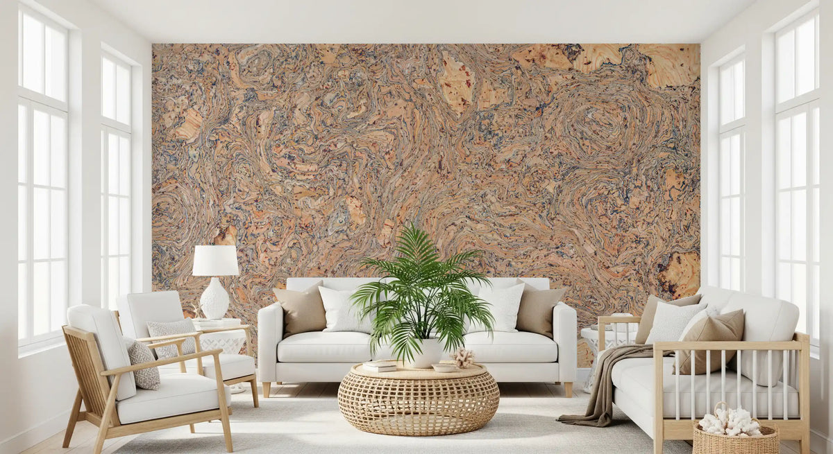 Organic Bark Swirls Wall Mural