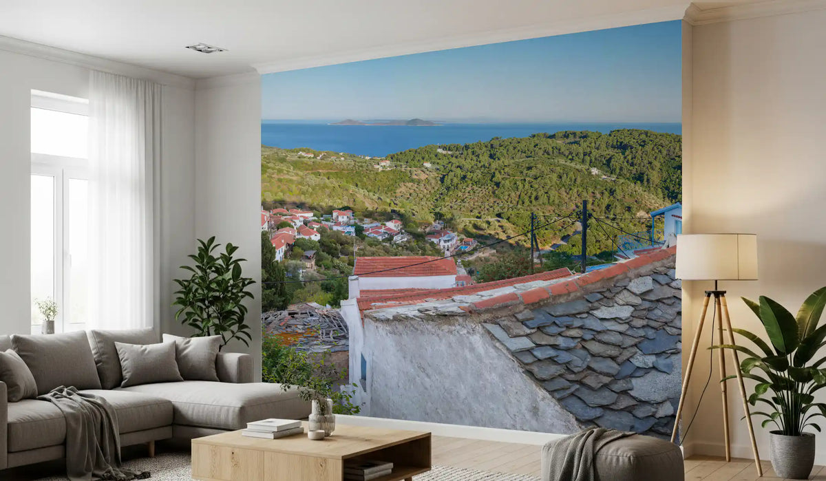Rustic Terracotta Rooftop Vista Wall Mural