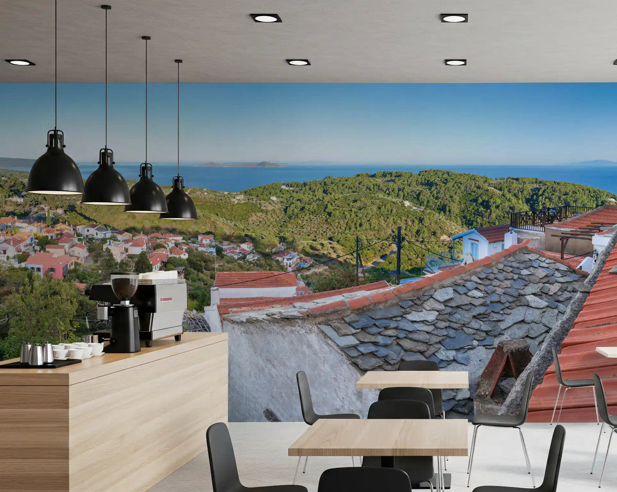 Rustic Terracotta Rooftop Vista Wall Mural