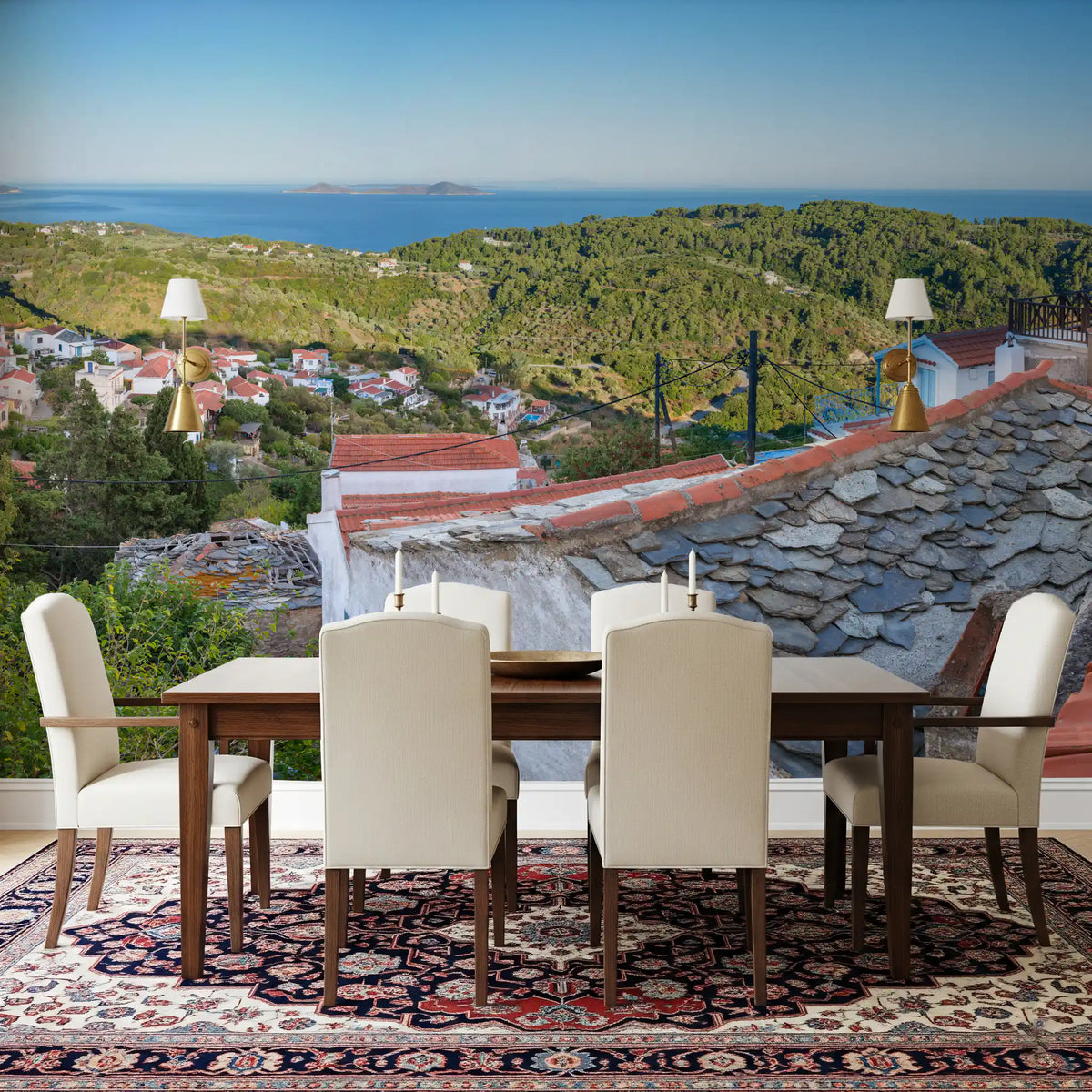 Rustic Terracotta Rooftop Vista Wall Mural