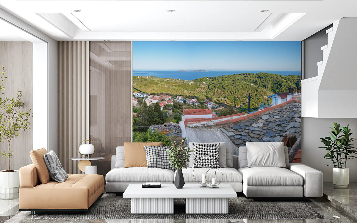 Rustic Terracotta Rooftop Vista Wall Mural