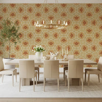 Golden Petal Kaleidoscope Pattern Wallpaper⁠