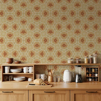 Golden Petal Kaleidoscope Pattern Wallpaper⁠