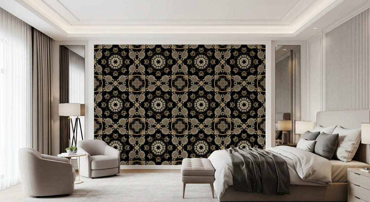 Midnight Meadow Radial Flora Wallpaper⁠