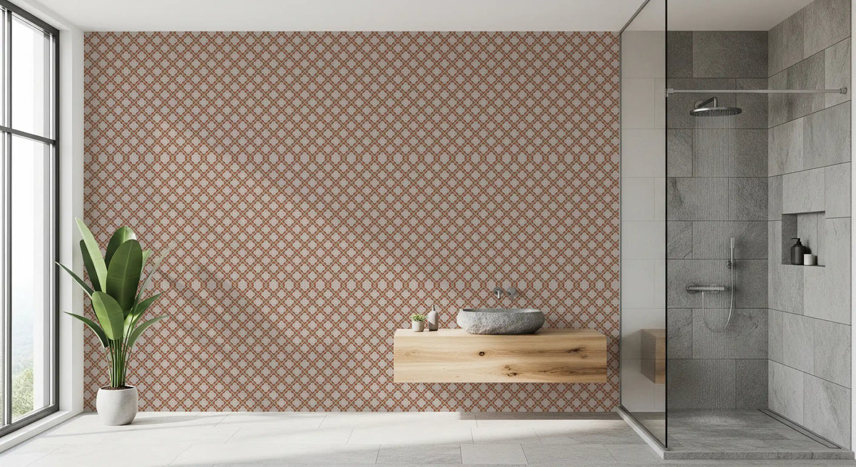 Minimalist Terracotta Geometric Grid Wallpaper⁠