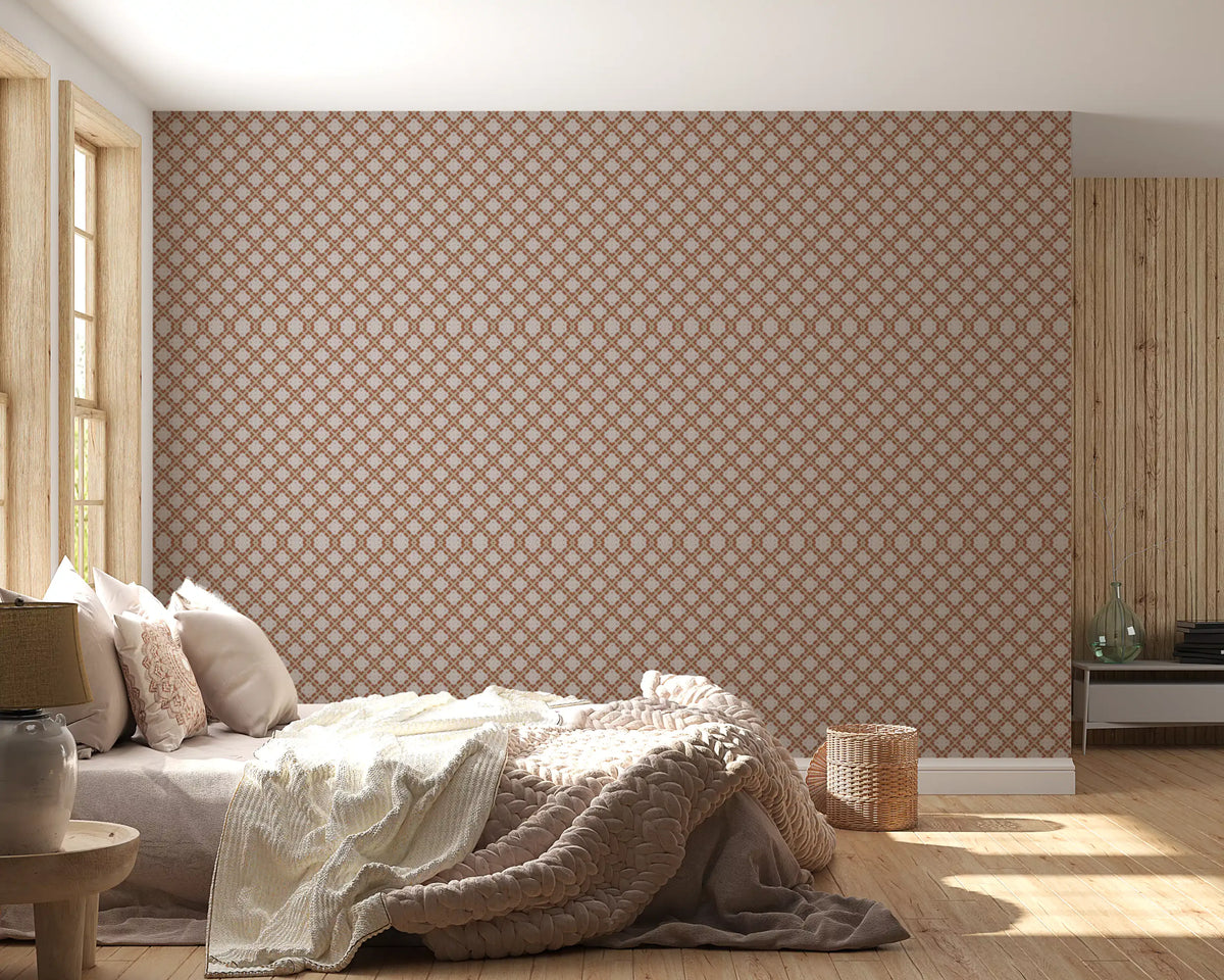 Minimalist Terracotta Geometric Grid Wallpaper⁠