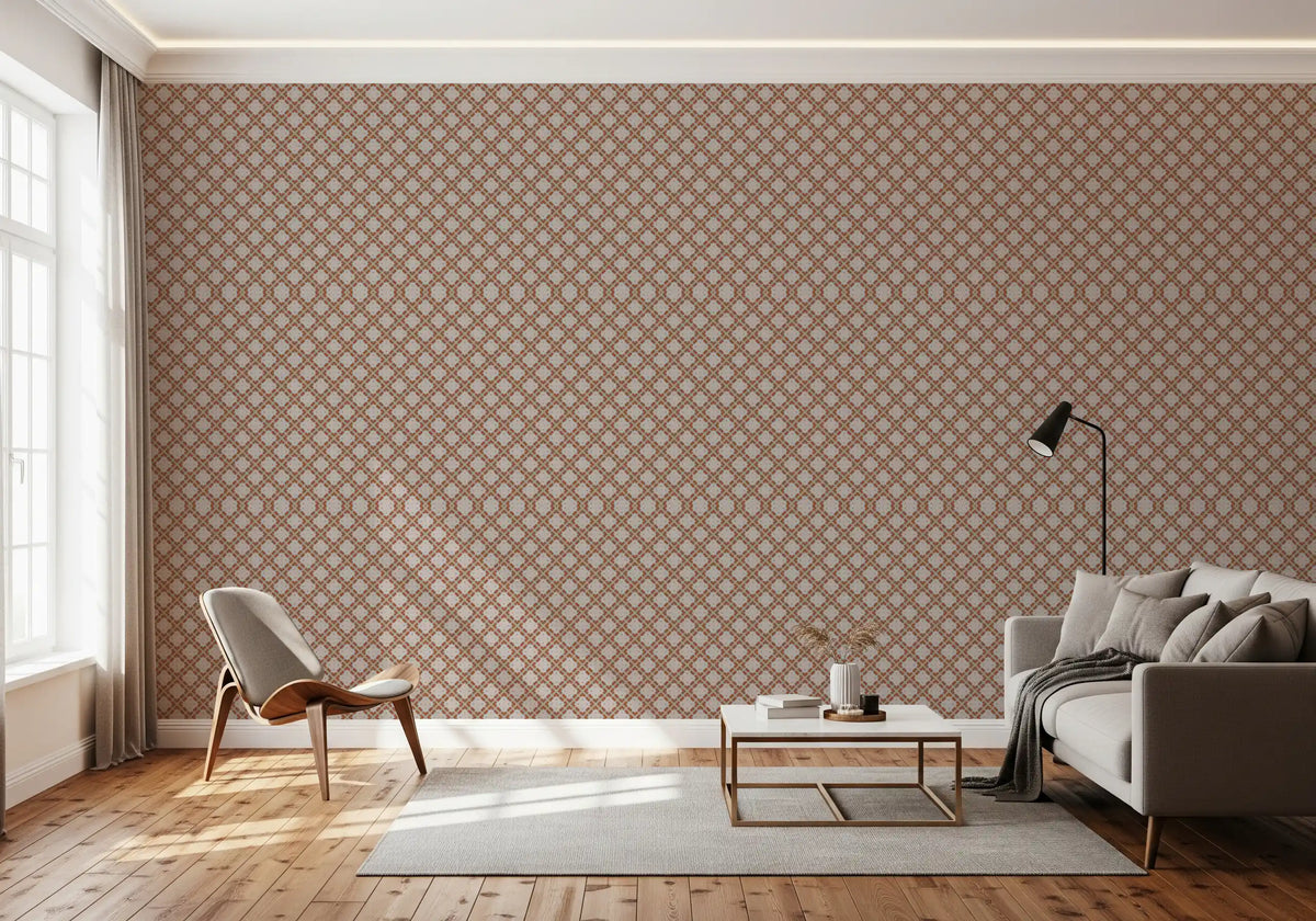 Minimalist Terracotta Geometric Grid Wallpaper⁠