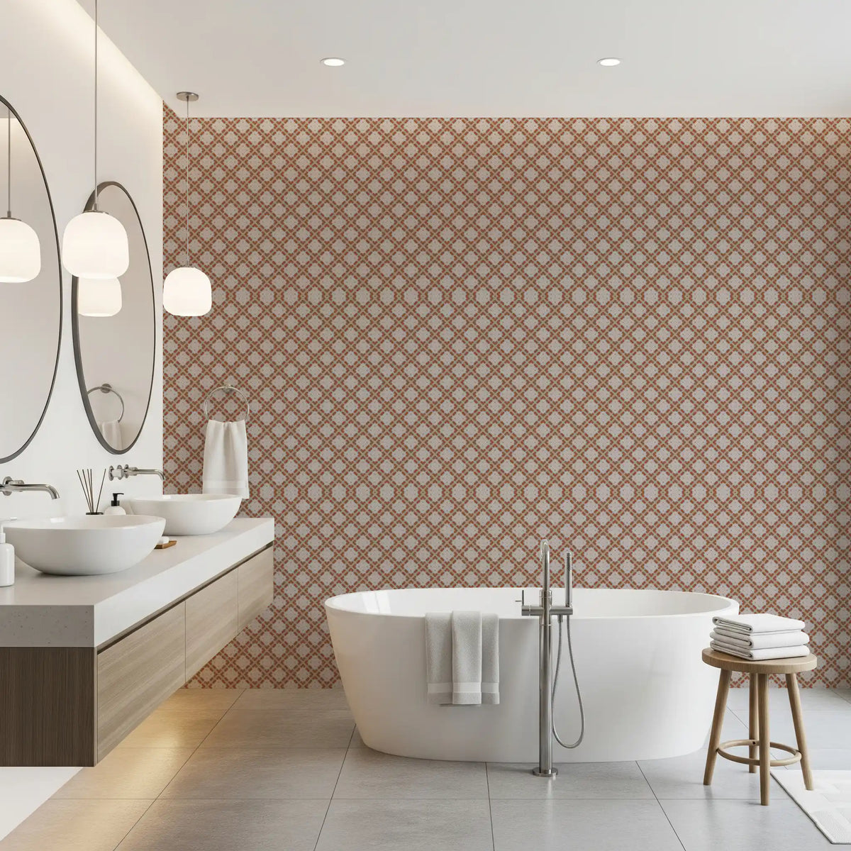 Minimalist Terracotta Geometric Grid Wallpaper⁠