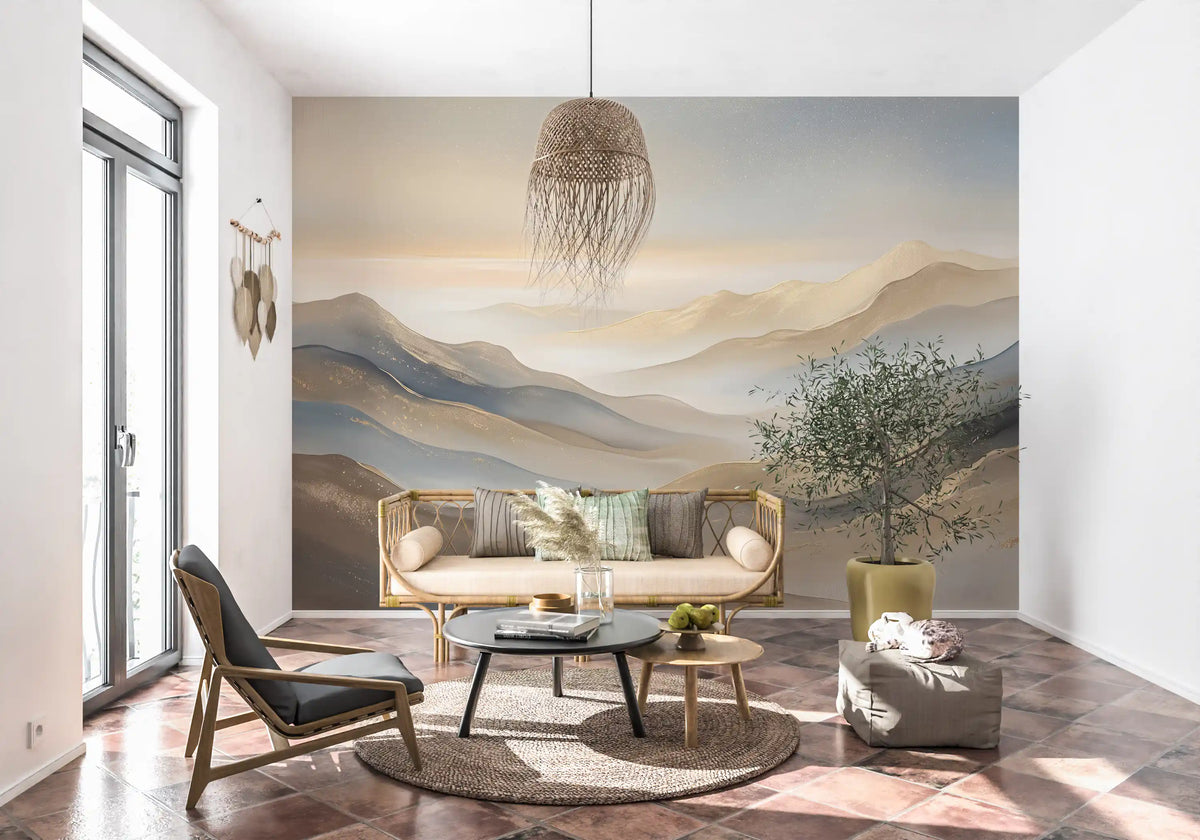 Serene Dawn Mountain Layers Wall Mural