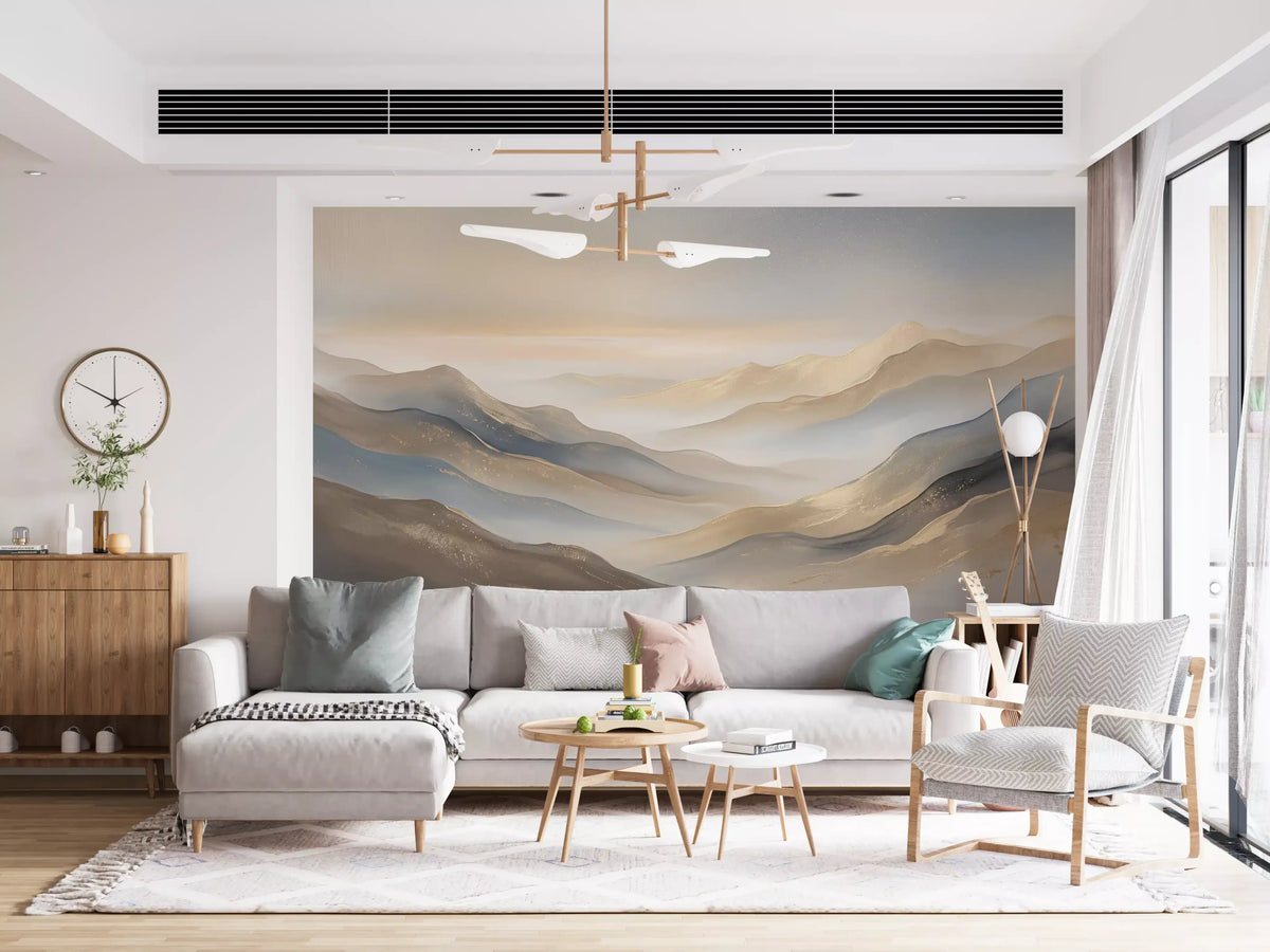 Serene Dawn Mountain Layers Wall Mural