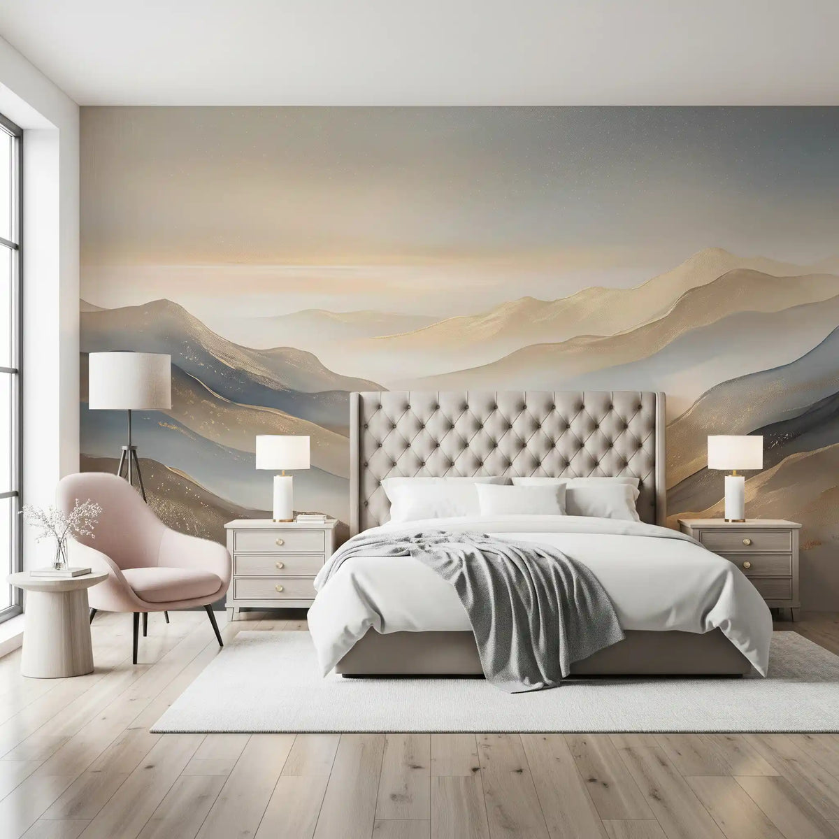 Serene Dawn Mountain Layers Wall Mural