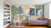 Friendly Woodland Creatures in Soft Pastel Forest Wall Mural