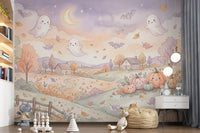 Friendly Ghosts in Autumn Countryside Wall Mural