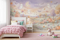 Friendly Ghosts in Autumn Countryside Wall Mural