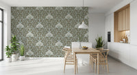 Minimalist Sage Leaf and Berry Pattern Wallpaper⁠